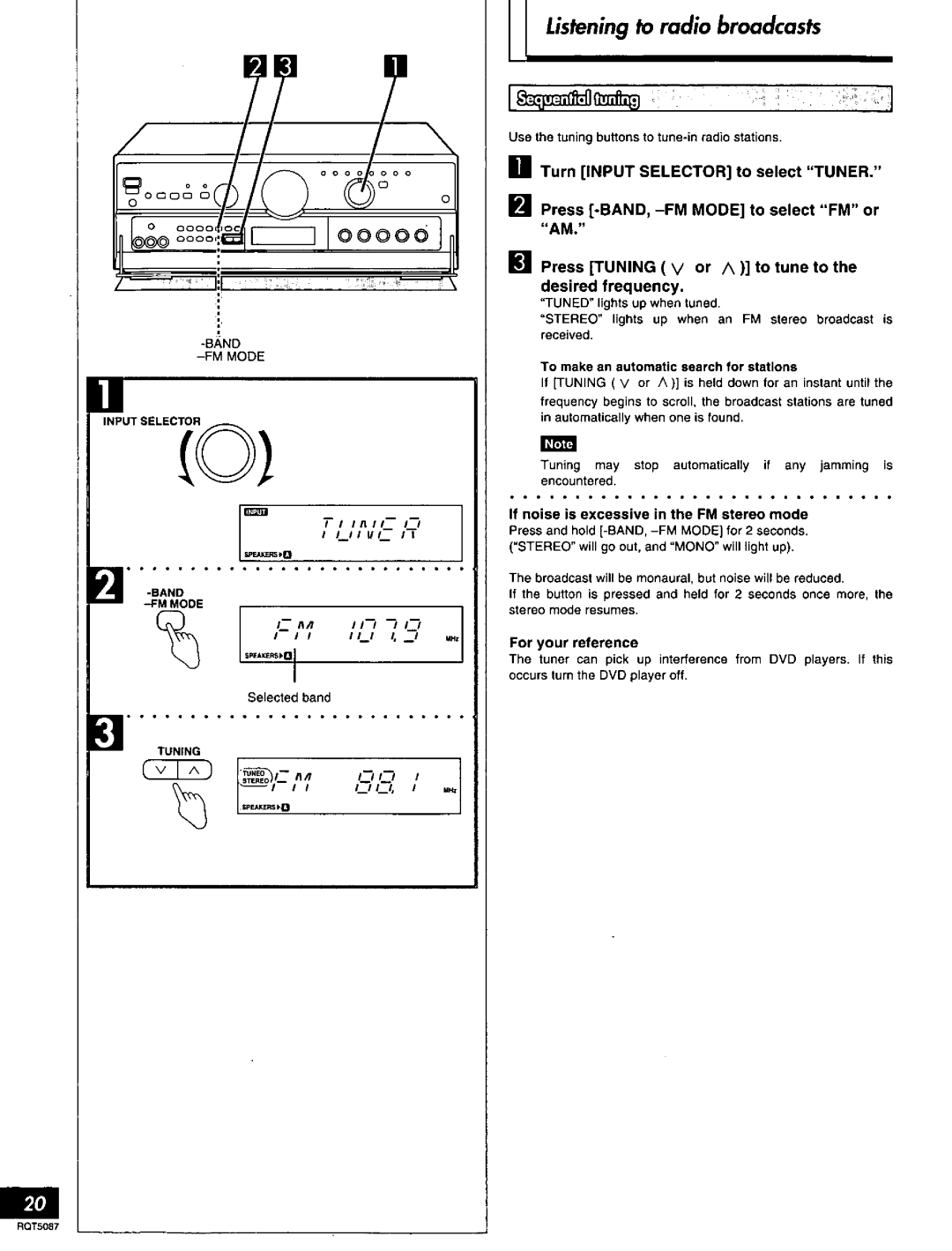 Technics SA-AX7, RQT5087-Y manual 