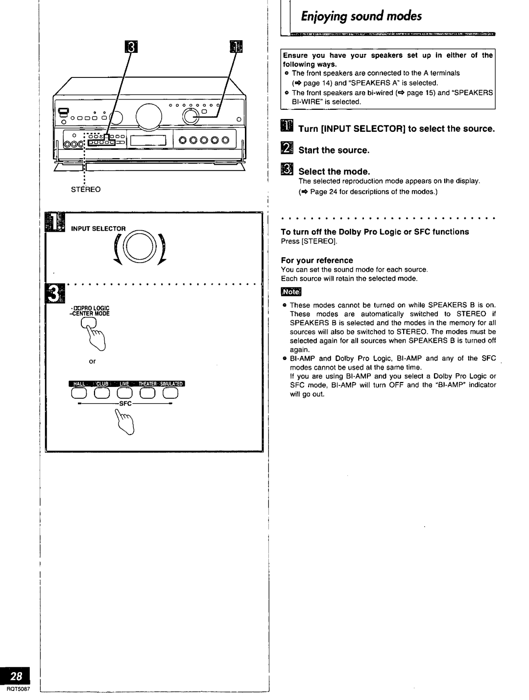 Technics SA-AX7, RQT5087-Y manual 