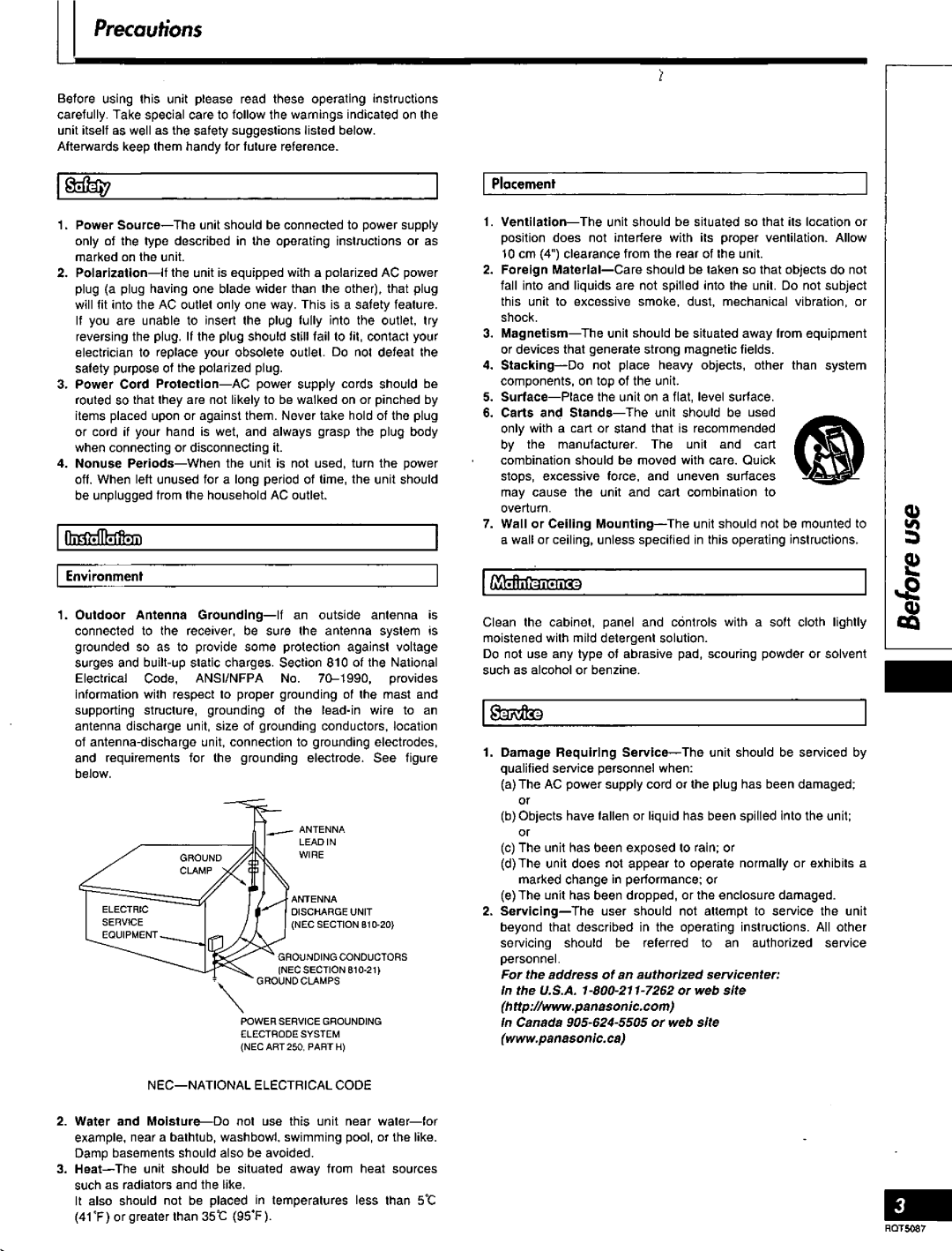 Technics RQT5087-Y, SA-AX7 manual 