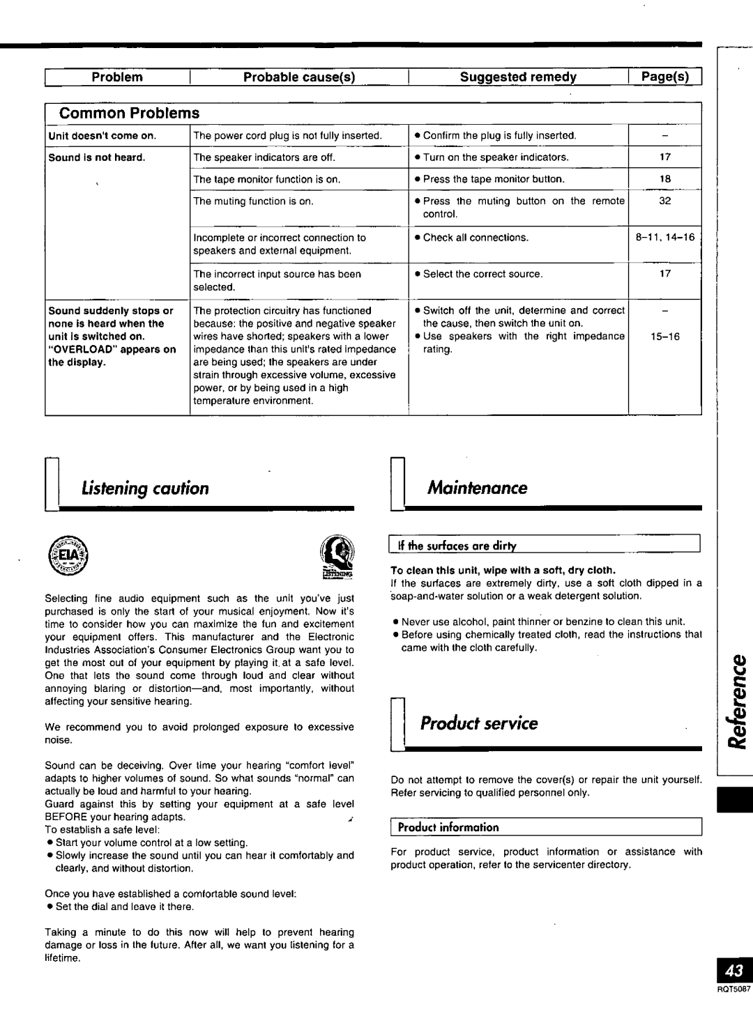 Technics RQT5087-Y, SA-AX7 manual 