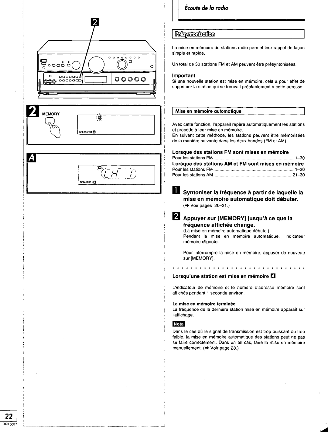 Technics SA-AX7, RQT5087-Y manual 