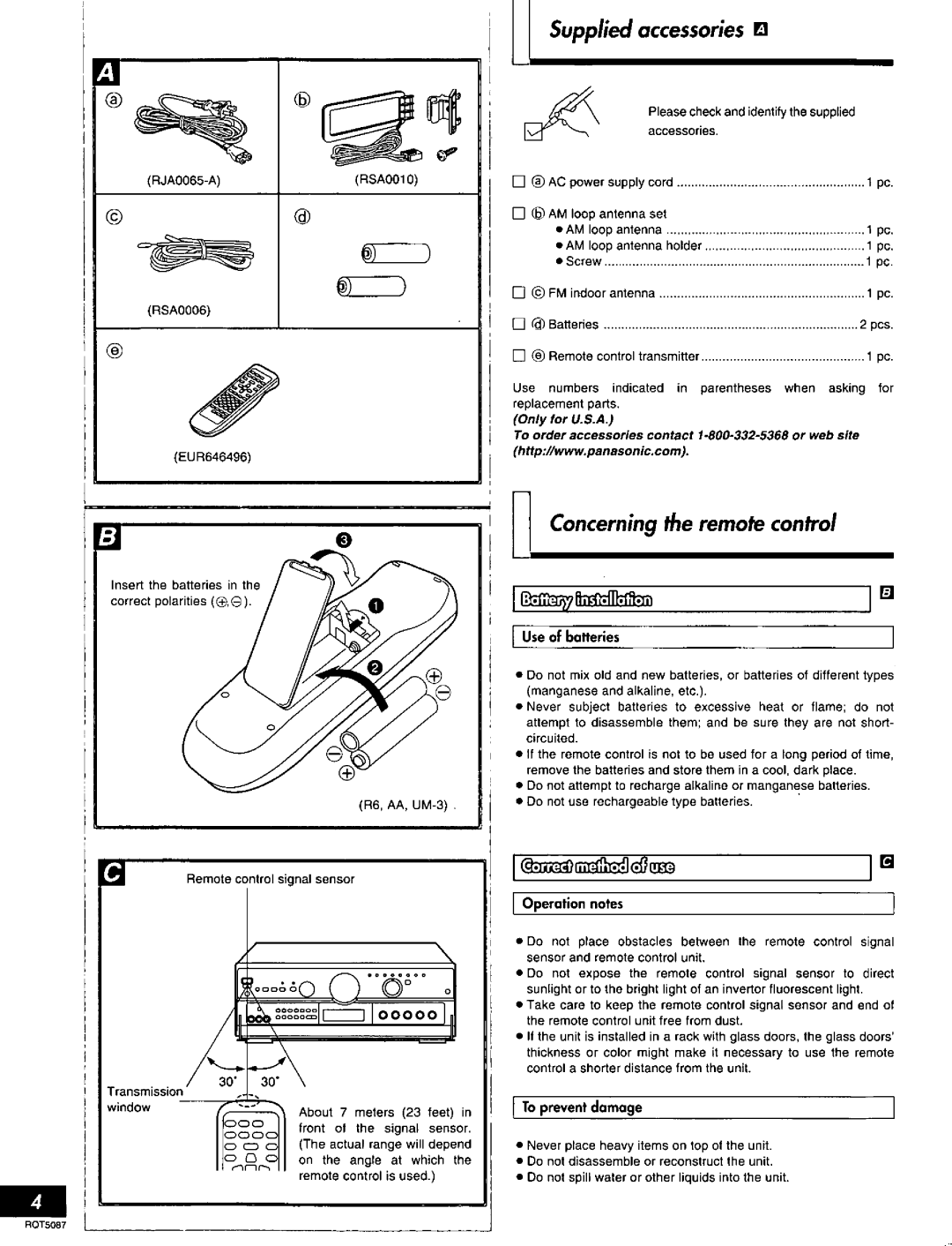 Technics SA-AX7, RQT5087-Y manual 