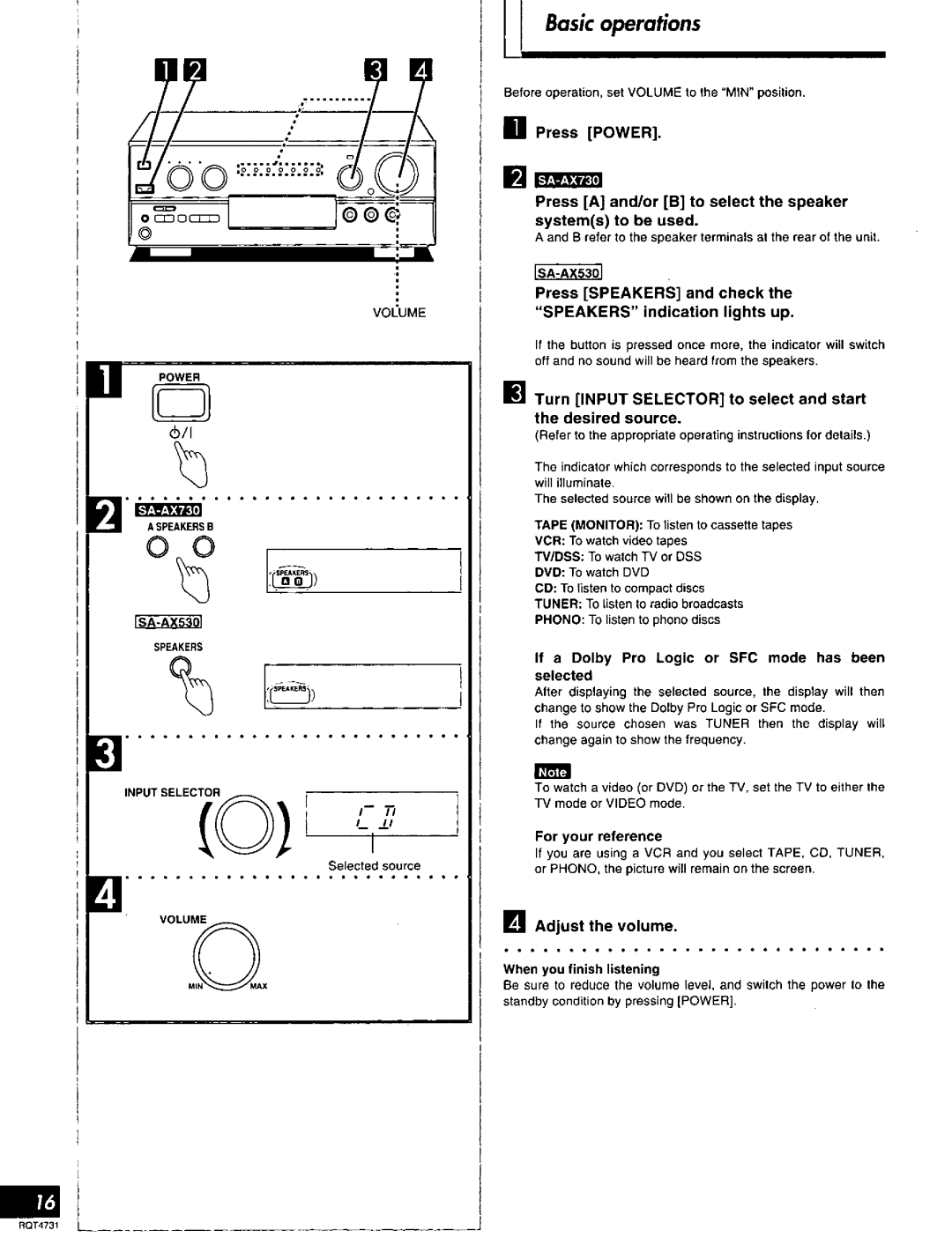 Technics SA-AX730 manual 