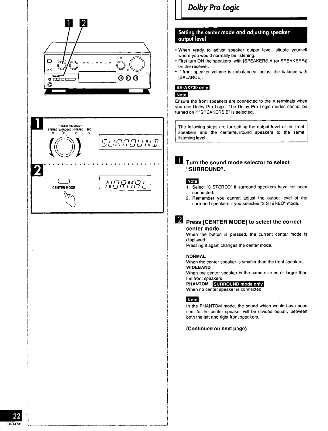 Technics SA-AX730 manual 