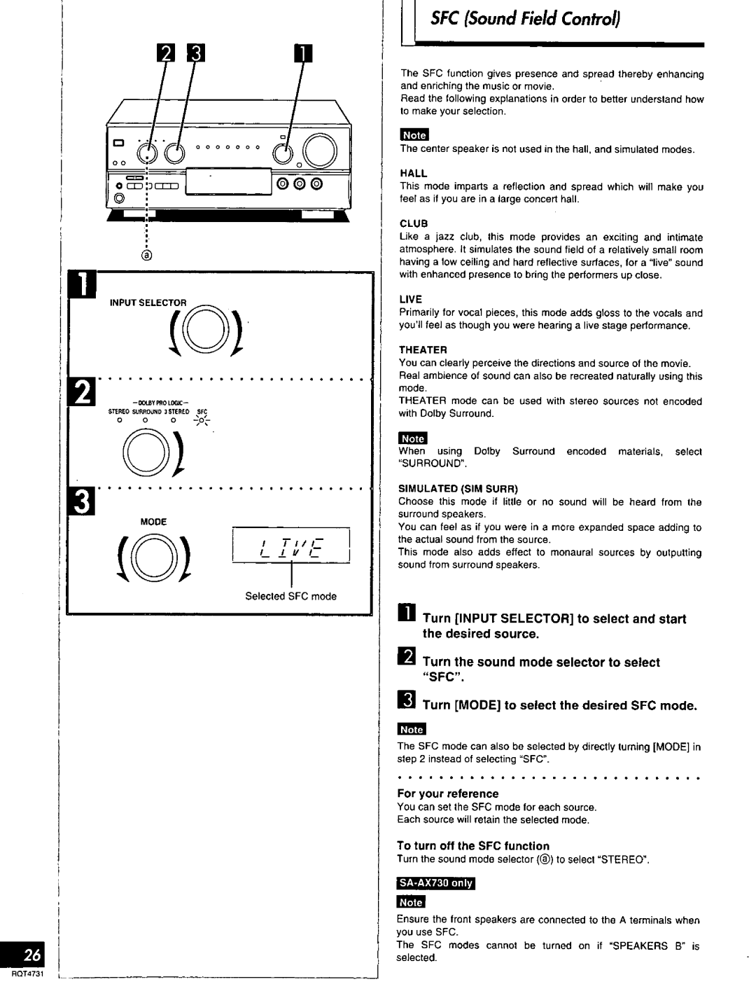 Technics SA-AX730 manual 