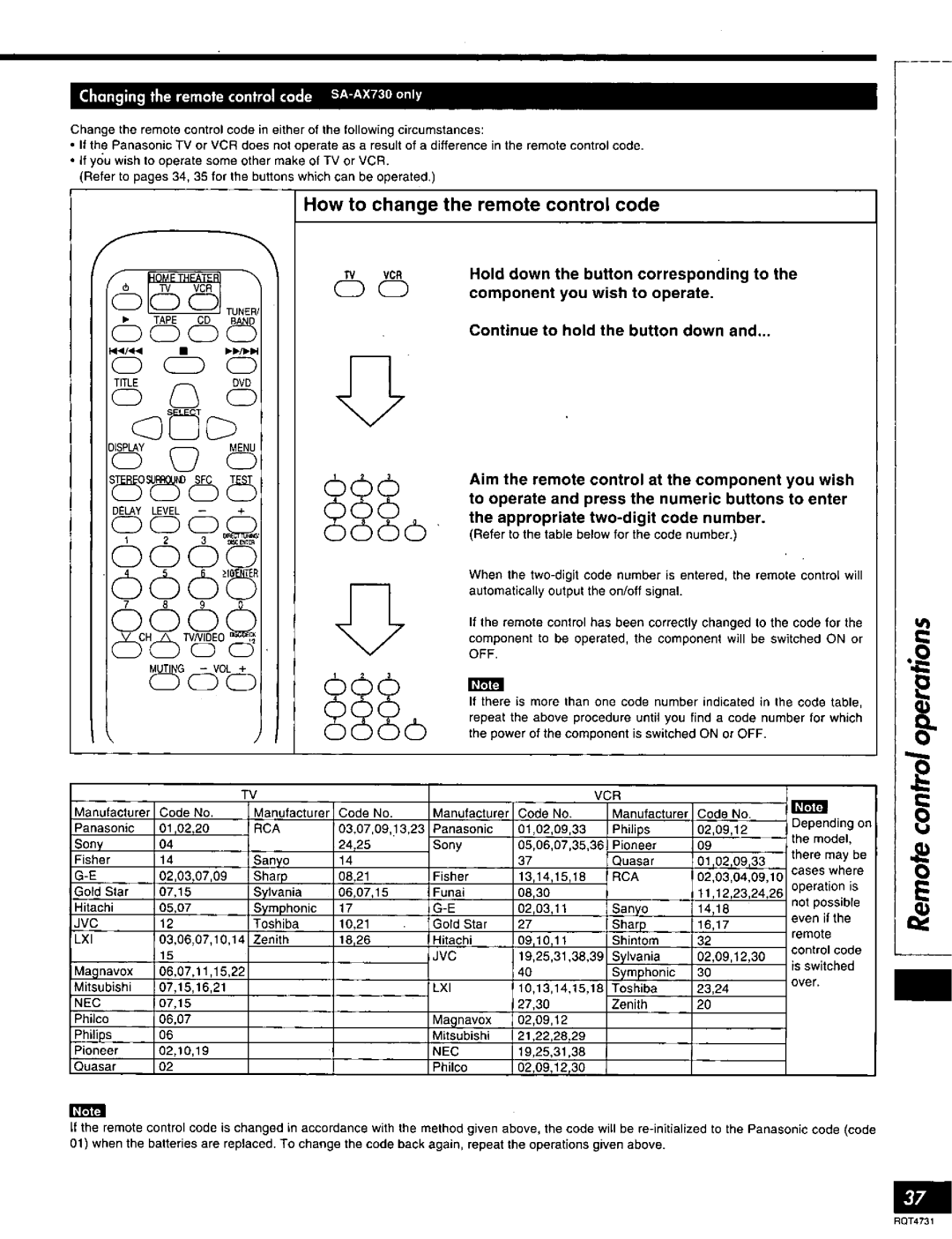 Technics SA-AX730 manual 