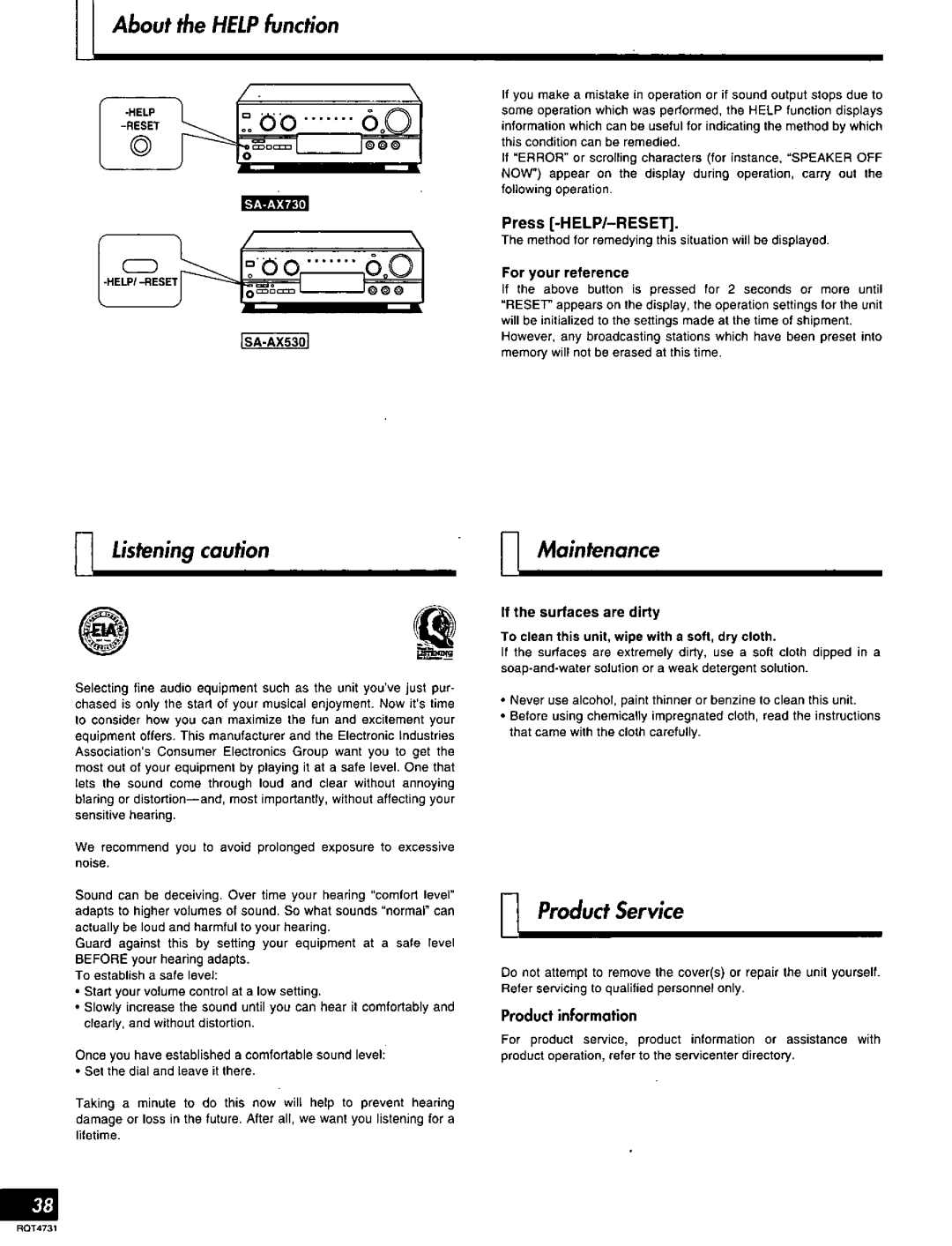 Technics SA-AX730 manual 