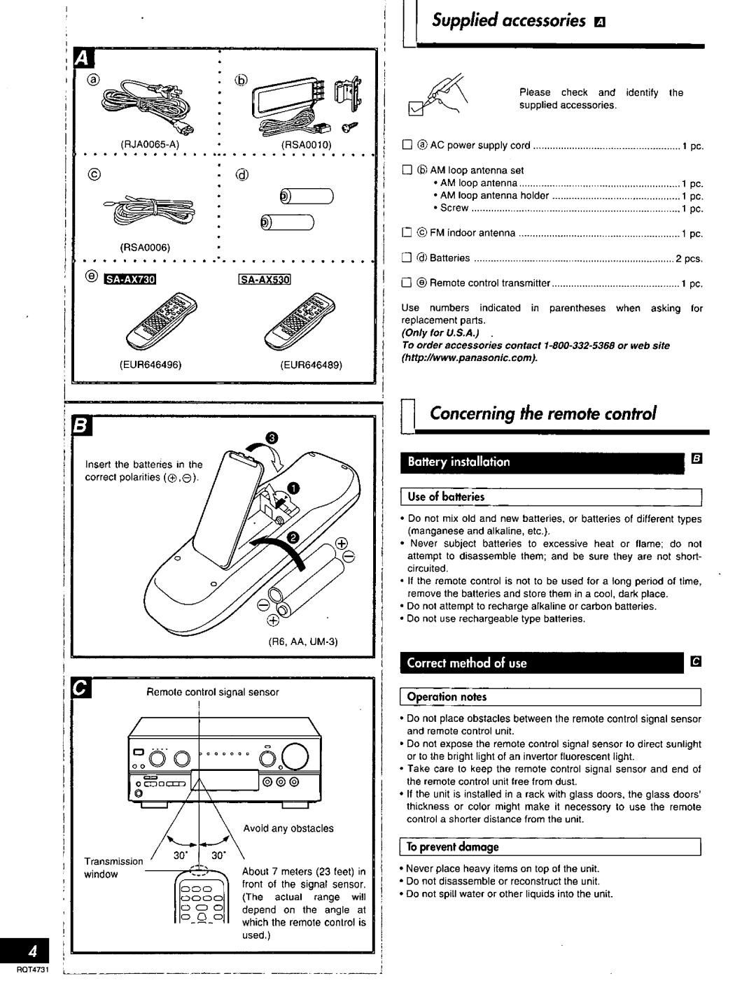 Technics SA-AX730 manual 