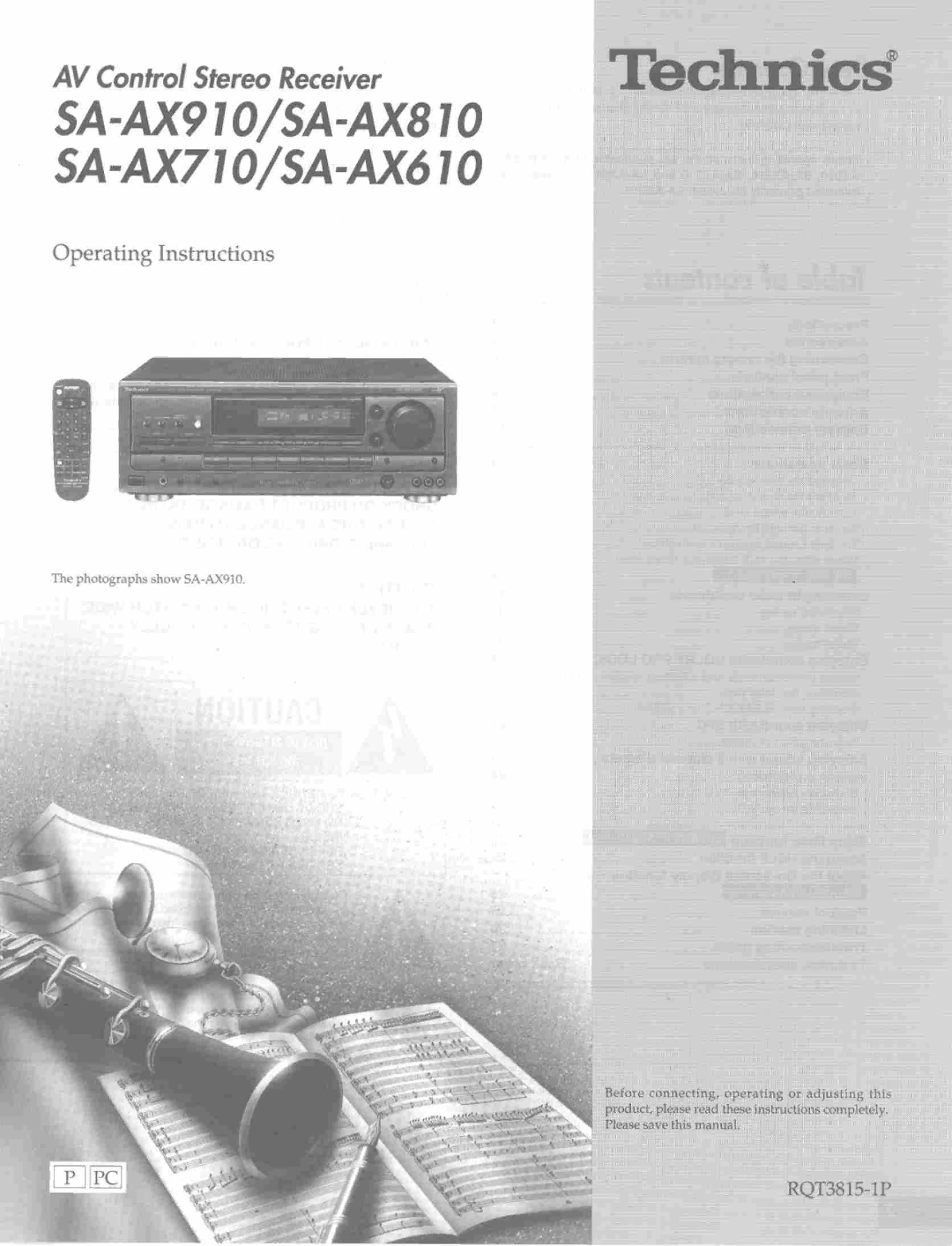 Technics SA-AX610, SA-AX910, SA-AX810 manual 