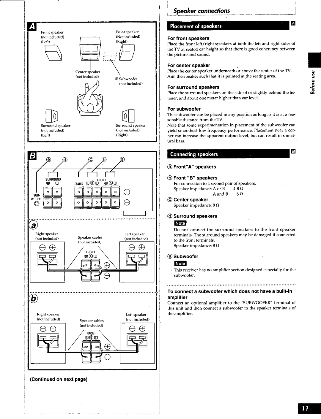 Technics SA-AX810, SA-AX910, SA-AX610 manual 