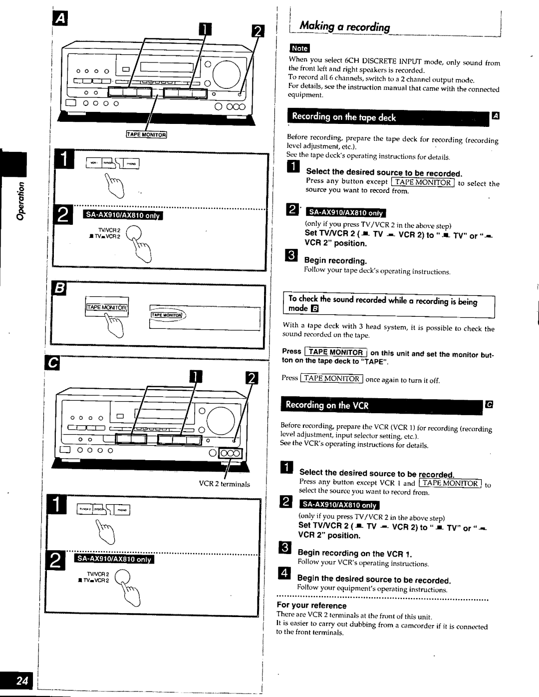 Technics SA-AX910, SA-AX610, SA-AX810 manual 