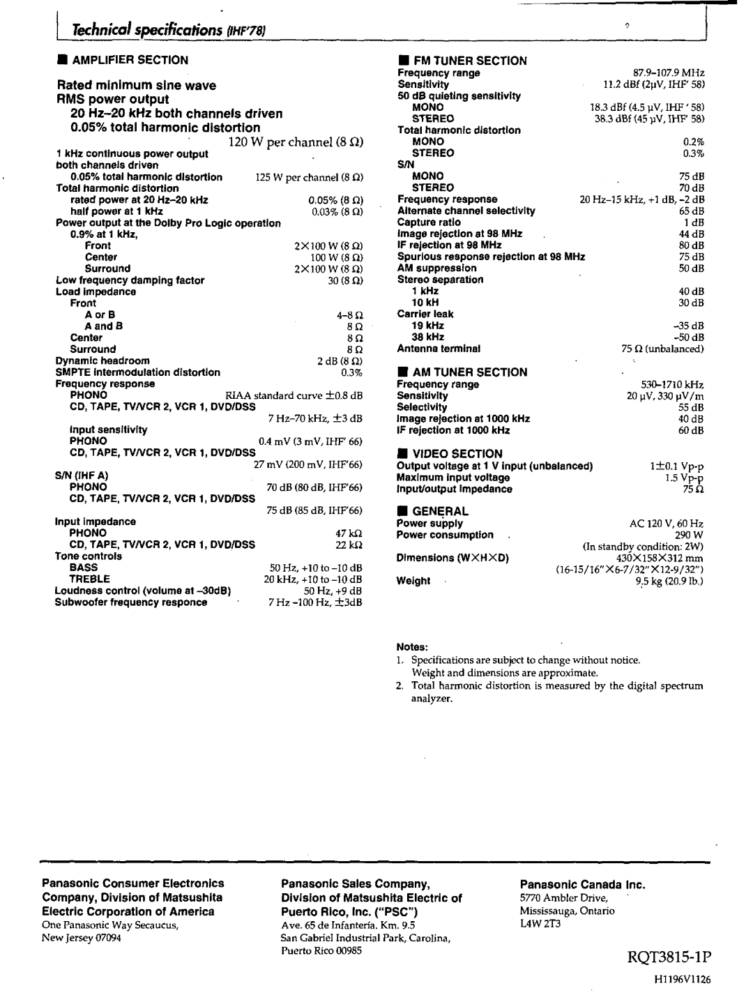 Technics SA-AX610, SA-AX910, SA-AX810 manual 