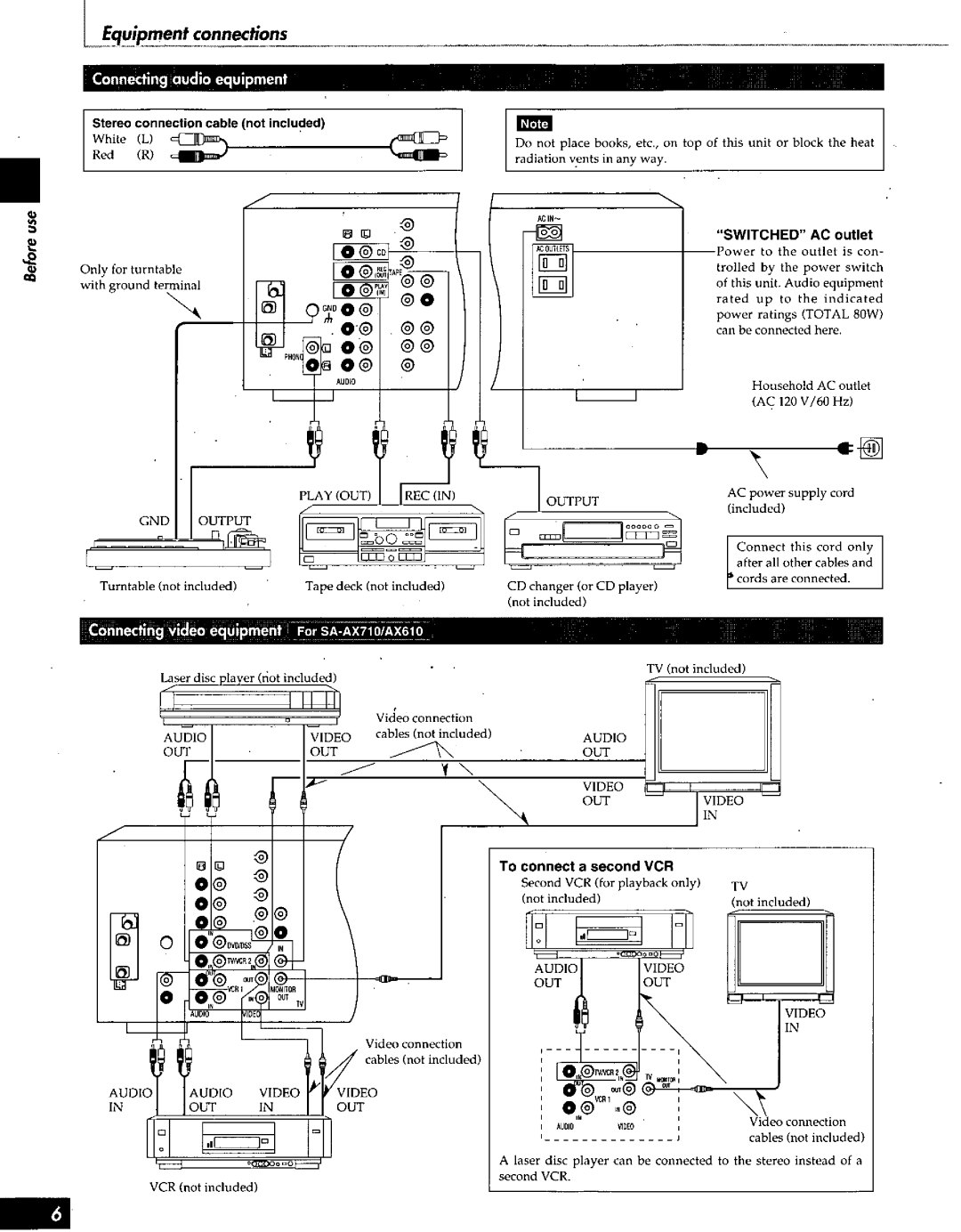 Technics SA-AX910, SA-AX610, SA-AX810 manual 