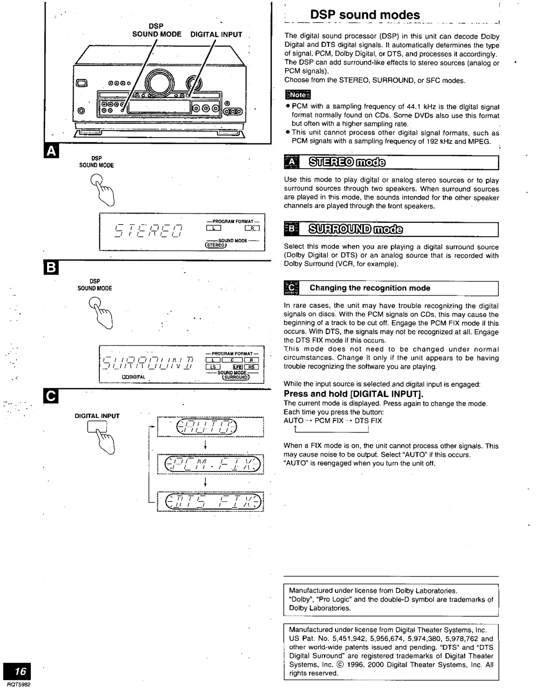 Technics SA-DA20 manual 