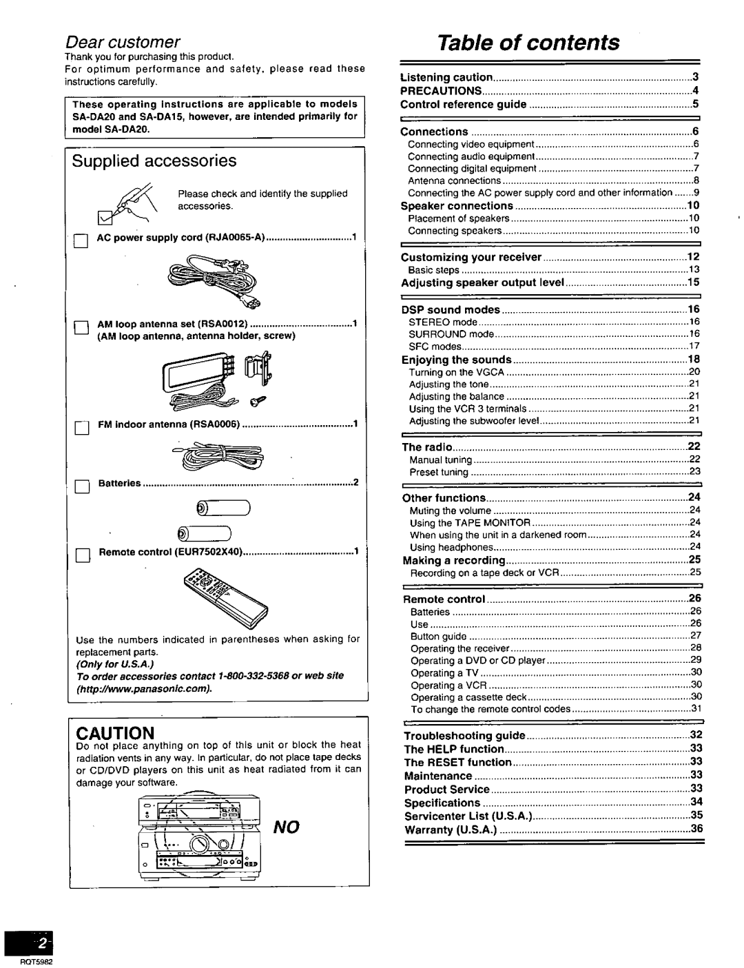 Technics SA-DA20 manual 