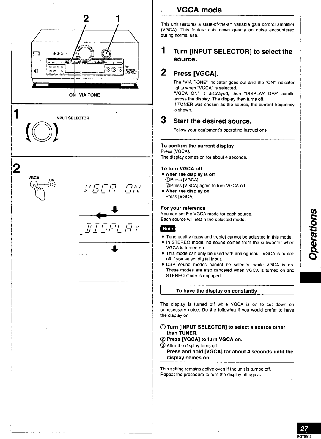 Technics SA-DA8N, SA-DX1040, SA-DA10N, RQT5512-Y manual 