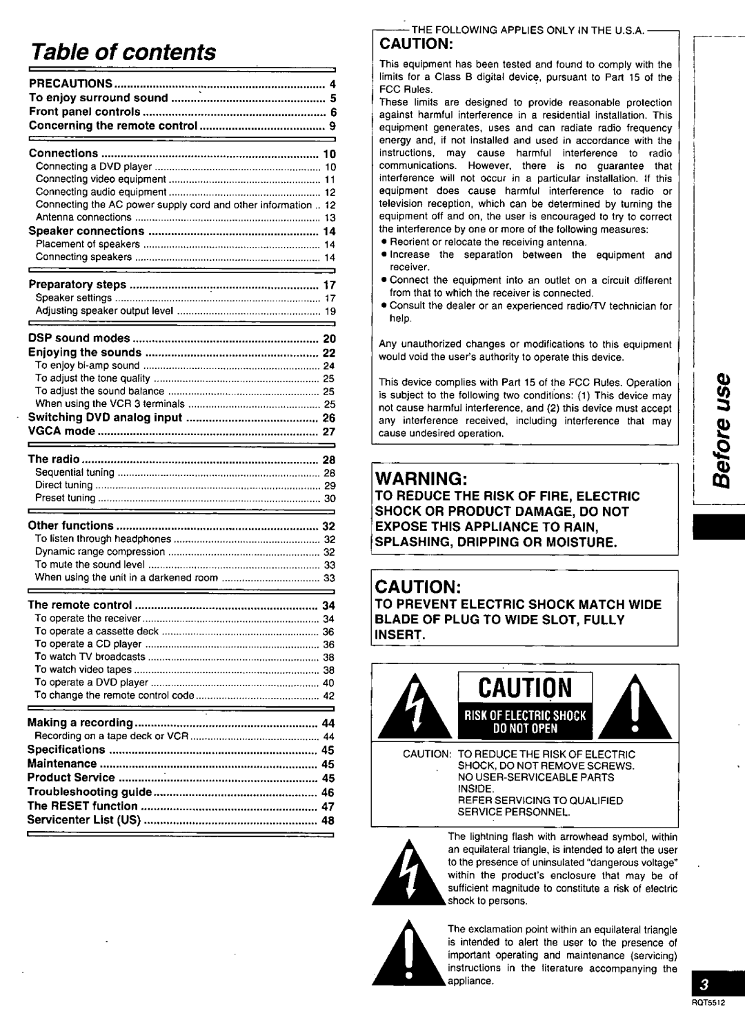 Technics SA-DA8N, SA-DX1040, SA-DA10N, RQT5512-Y manual 