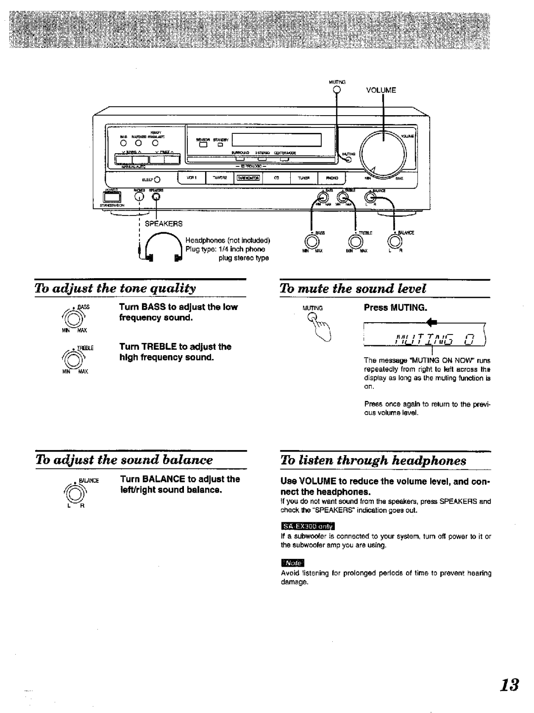 Technics SA-EX100, SA-EX300 manual 