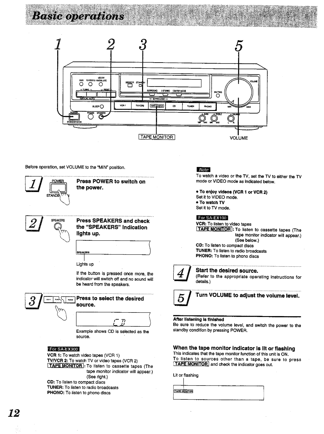 Technics SA-EX300, SA-EX100 manual 