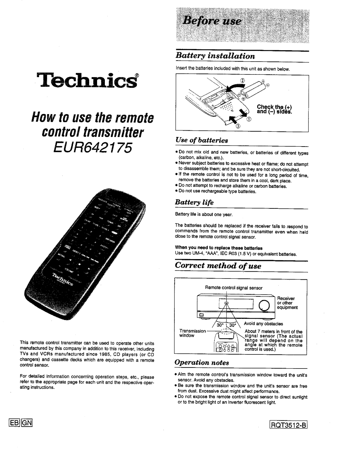 Technics SA-EX100, SA-EX300 manual 