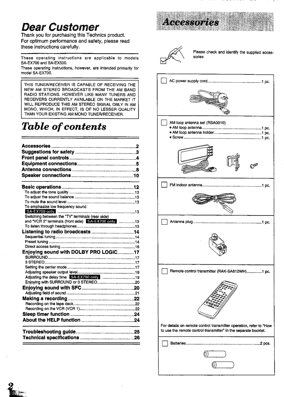 Technics SA-EX700 manual 