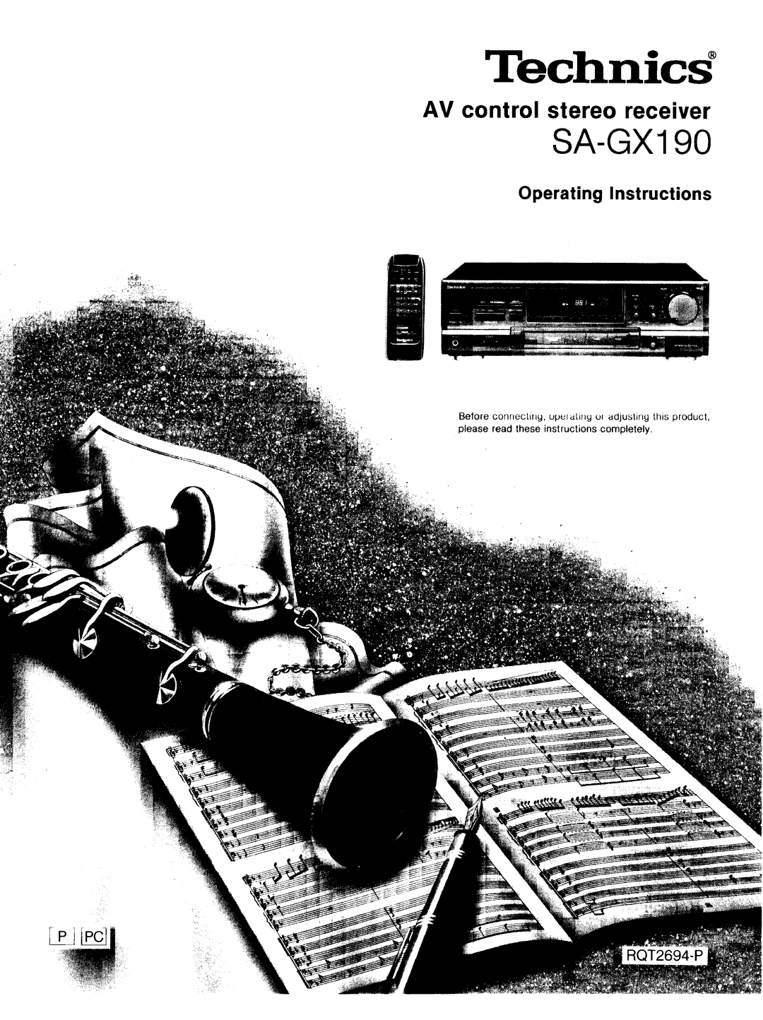 Technics SA-GX 19O manual AV control stereo receiver, Operating Instructions, RQT2694-P, Technics, SA-GX19O 