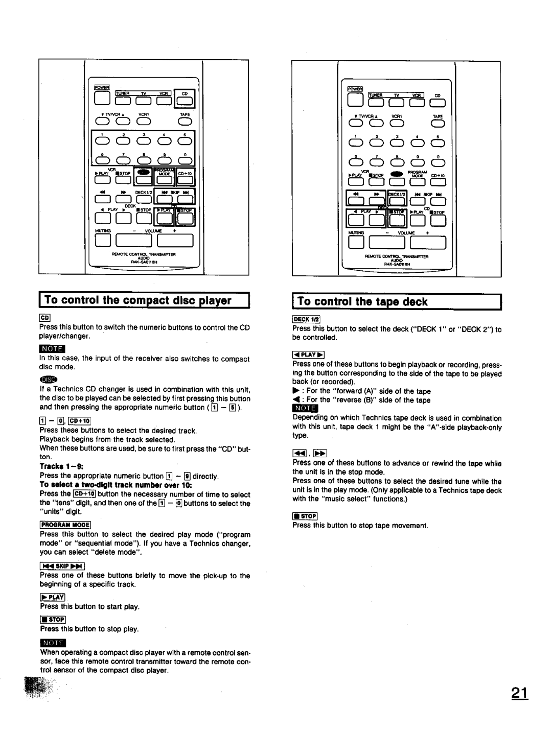 Technics SA-GX130D manual 