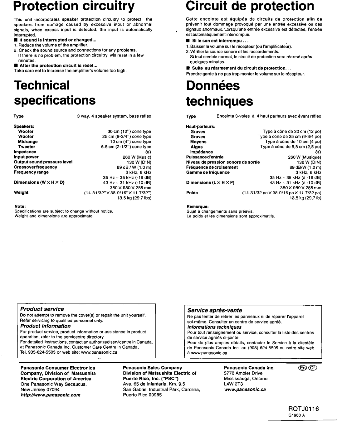 Technics SB-A386 manual 