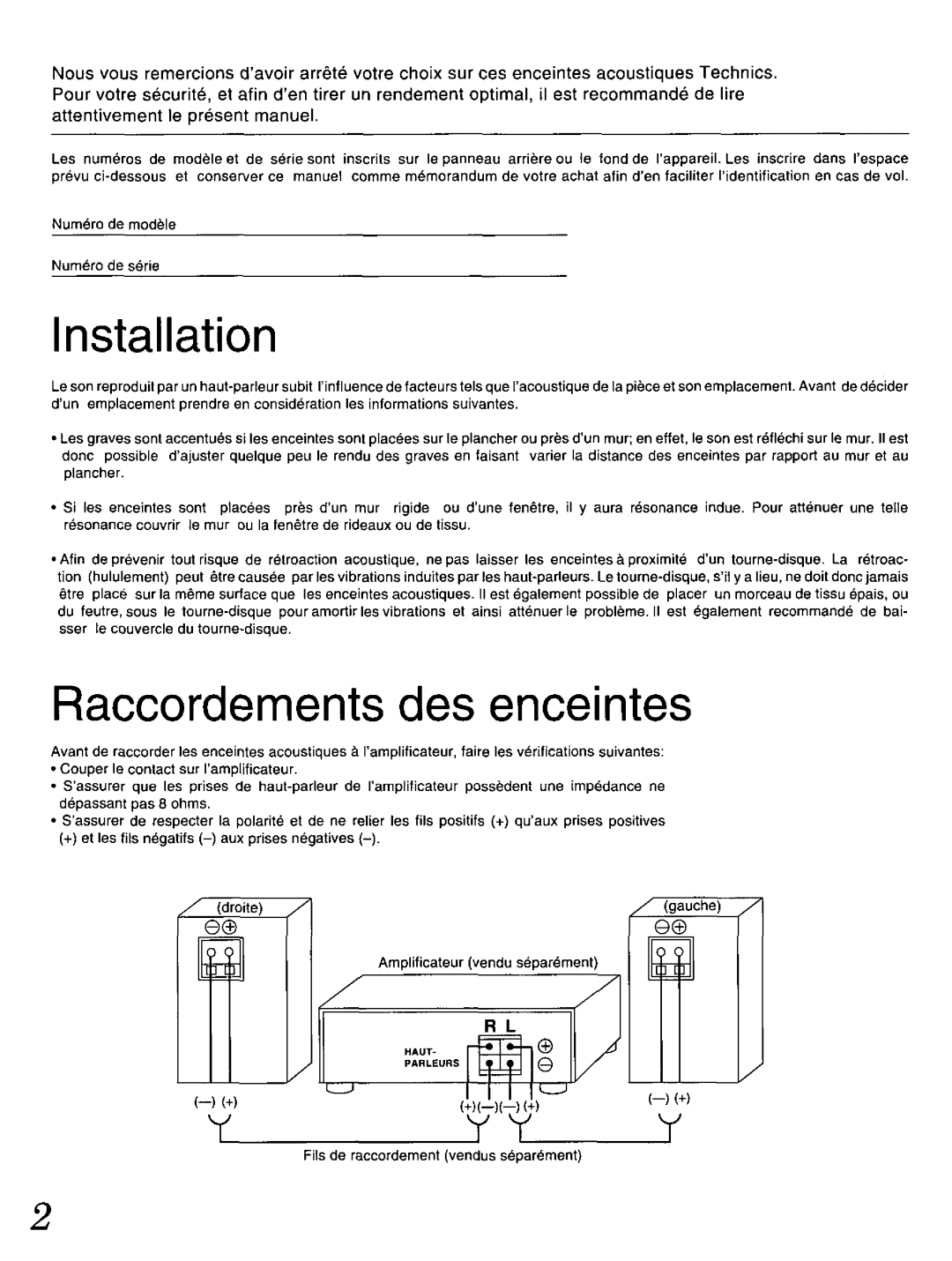 Technics SB-LV110, SB-LV310 manual 