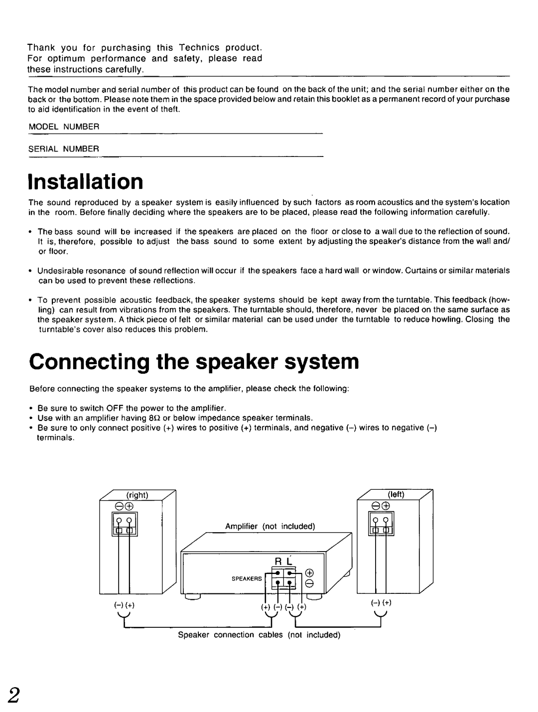 Technics SB-SL101 manual 