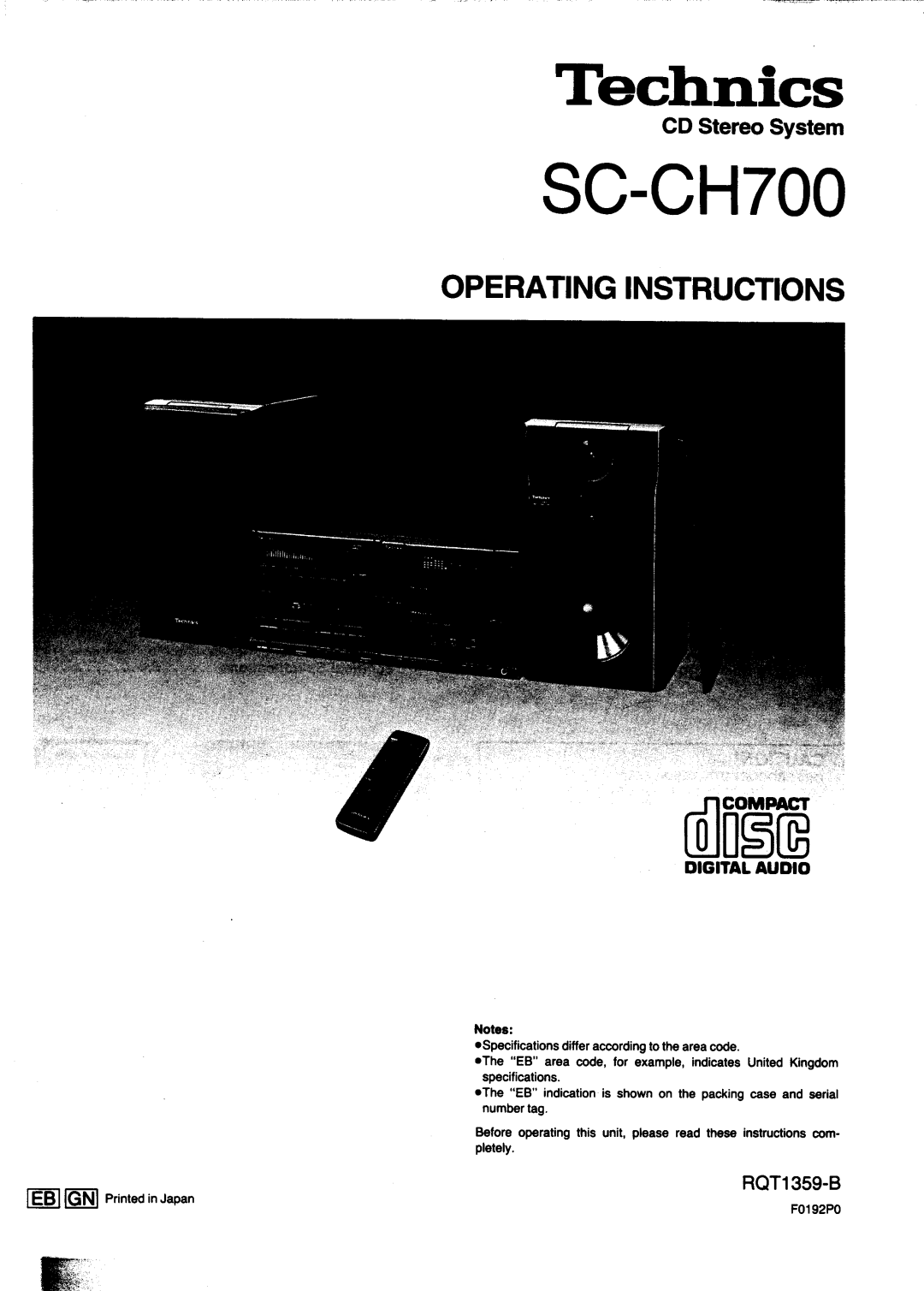 Technics SC-CH700 manual 