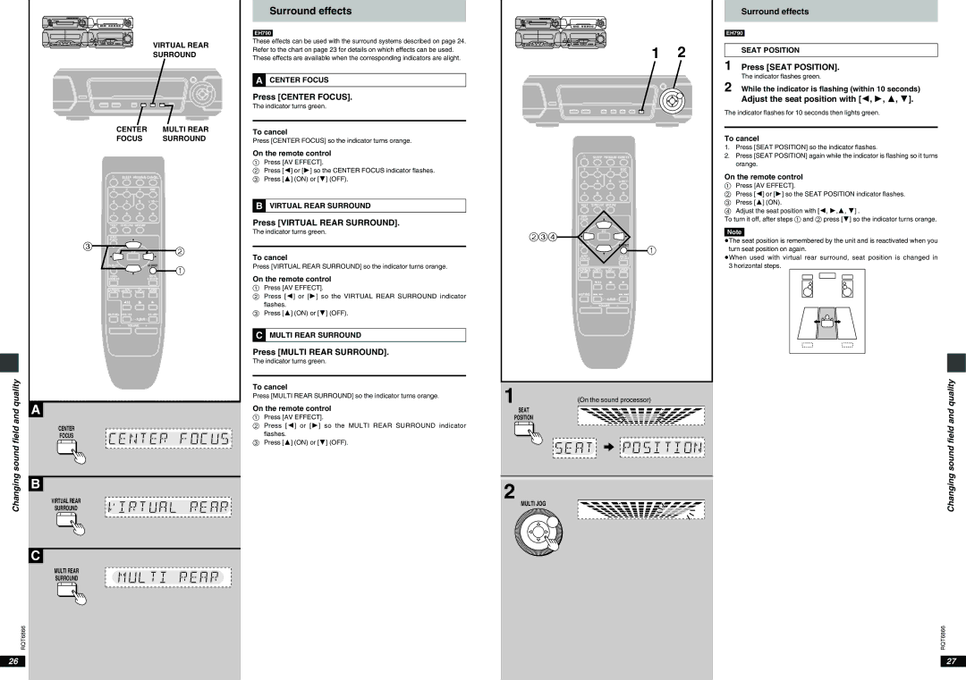 Technics SC-EH590, SC-EH790 operating instructions Surround effects 