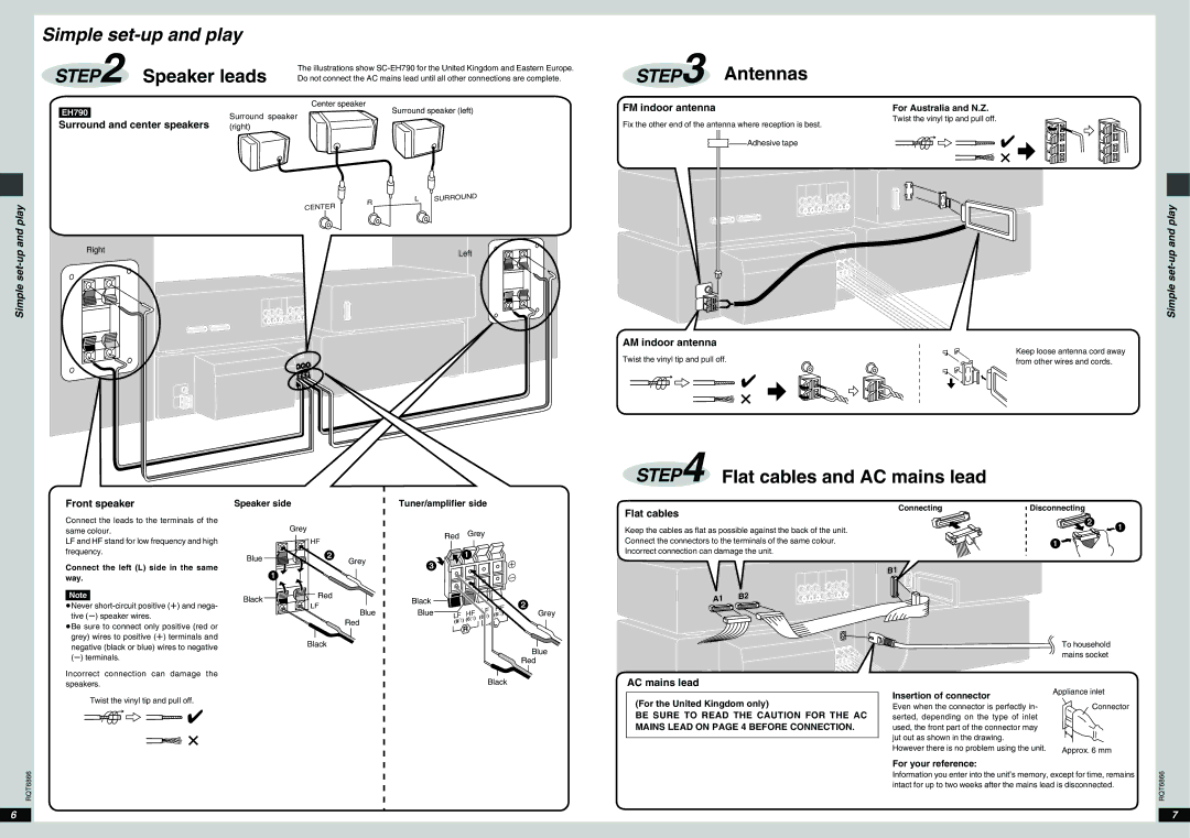 Technics SC-EH590, SC-EH790 operating instructions FM indoor antenna 