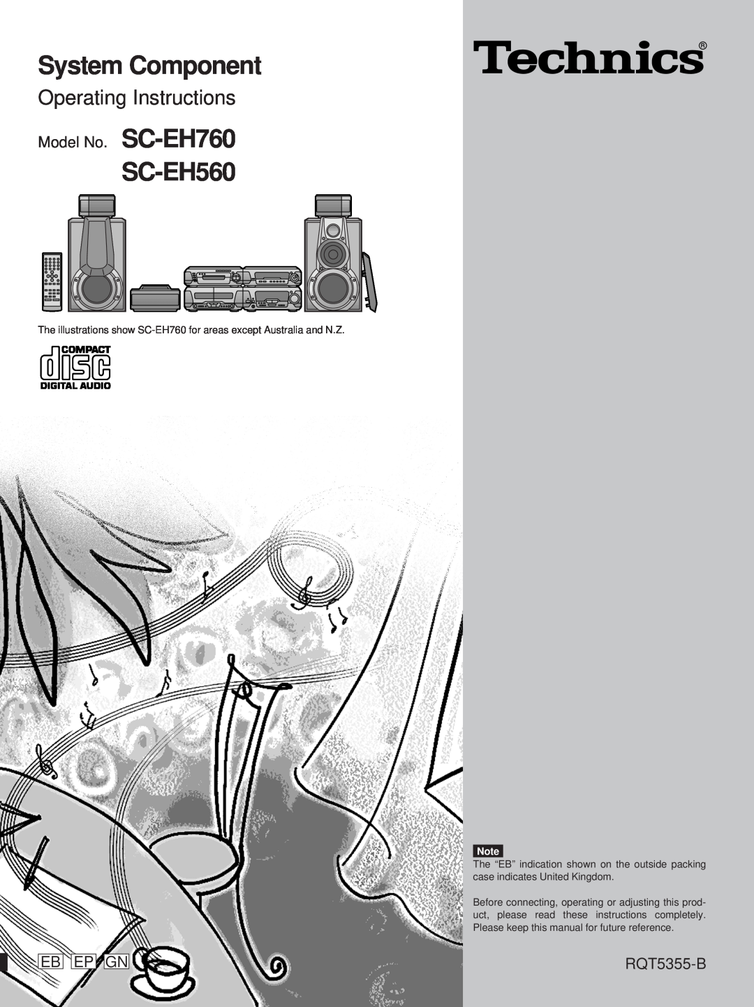 Technics SC-EH560 manual Model No. SC-EH760, Eb Ep Gn, RQT5355-B, System Component, Operating Instructions 