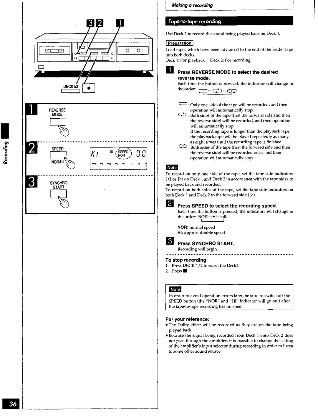 Technics SD-S748, SD-S948, SD-S738 manual 