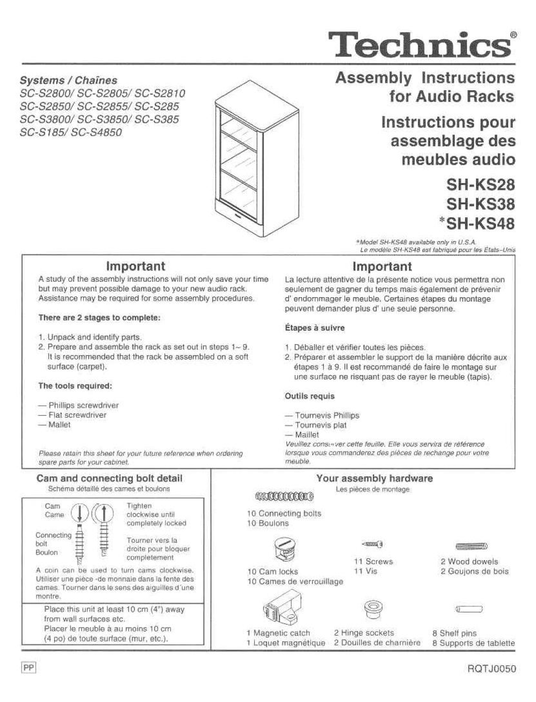 Technics SH-KS48, SH-KS28, SH-KS38 manual 