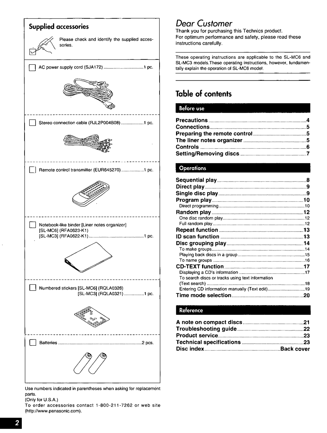 Technics SL-MC6 manual 