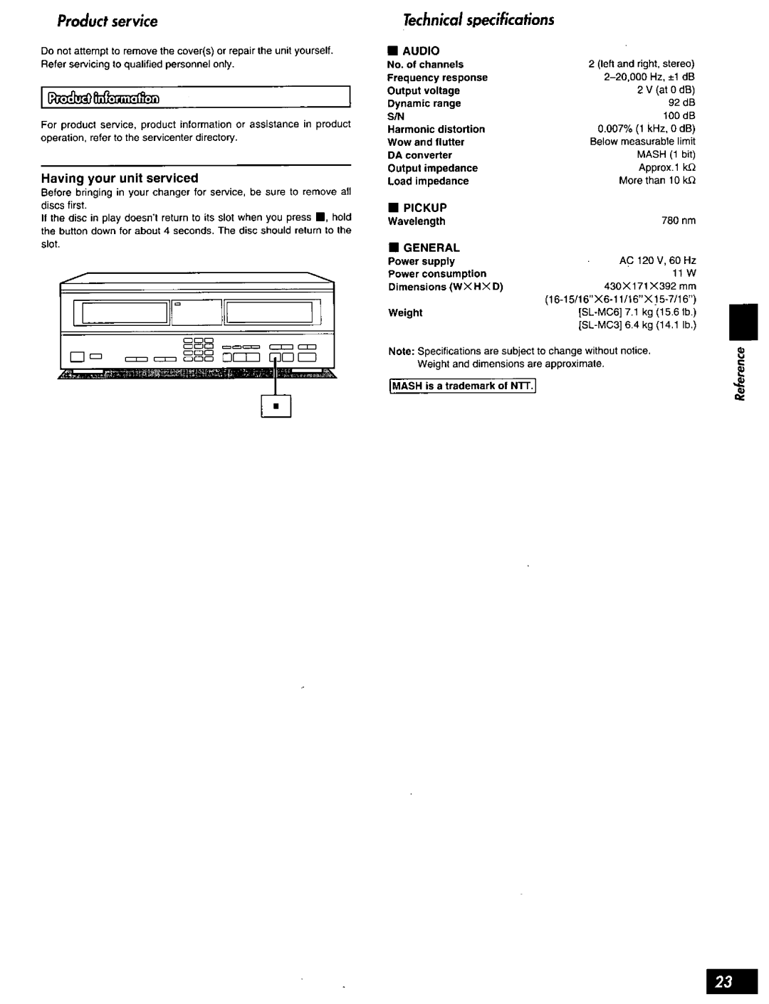 Technics SL-MC6 manual 