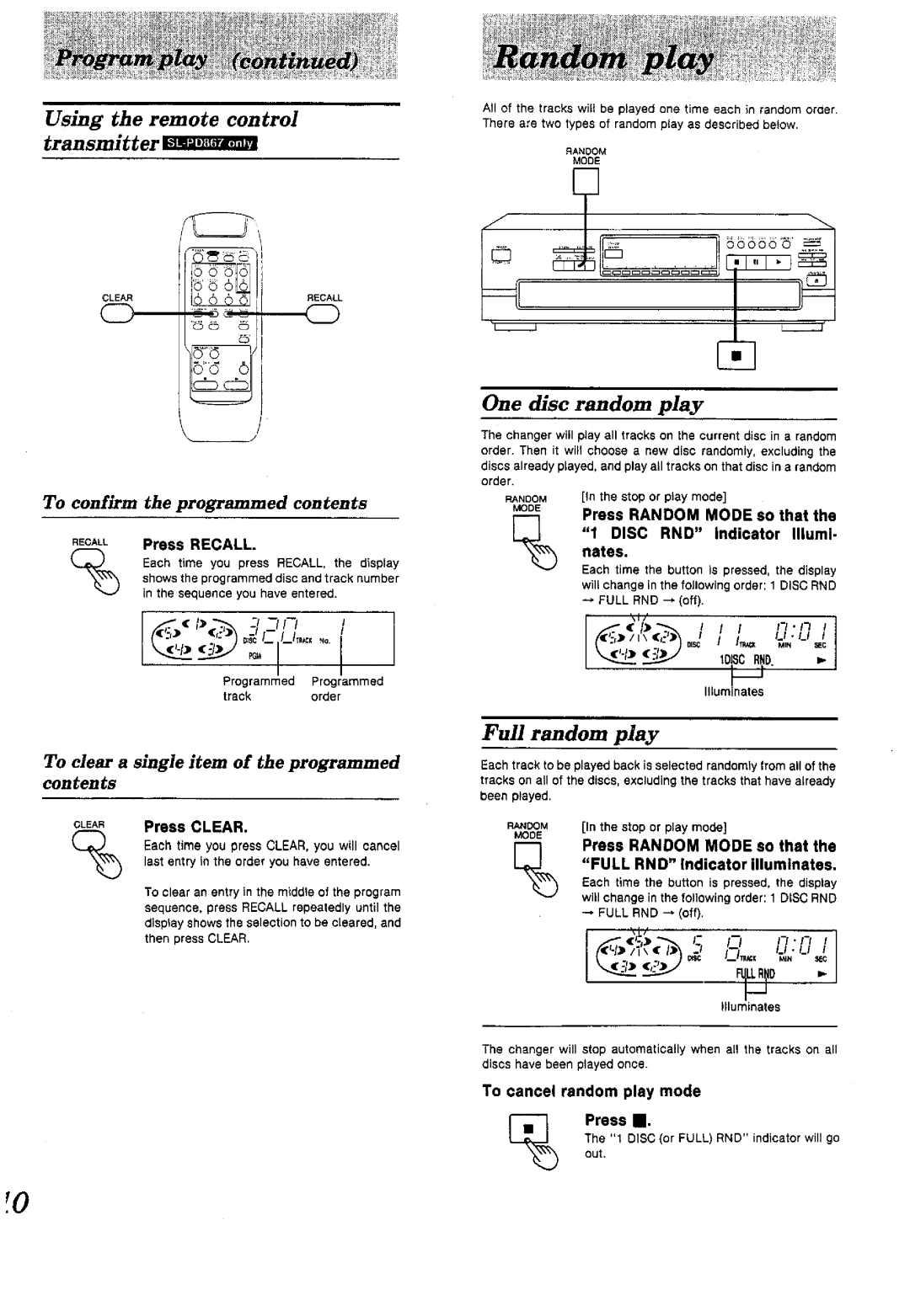 Technics SL-PD667, SL-PD867 manual 