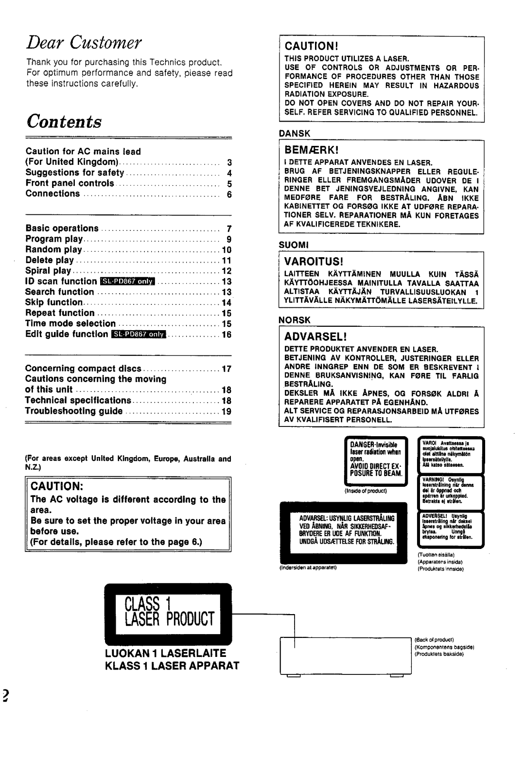 Technics SL-PD667, SL-PD867 manual 