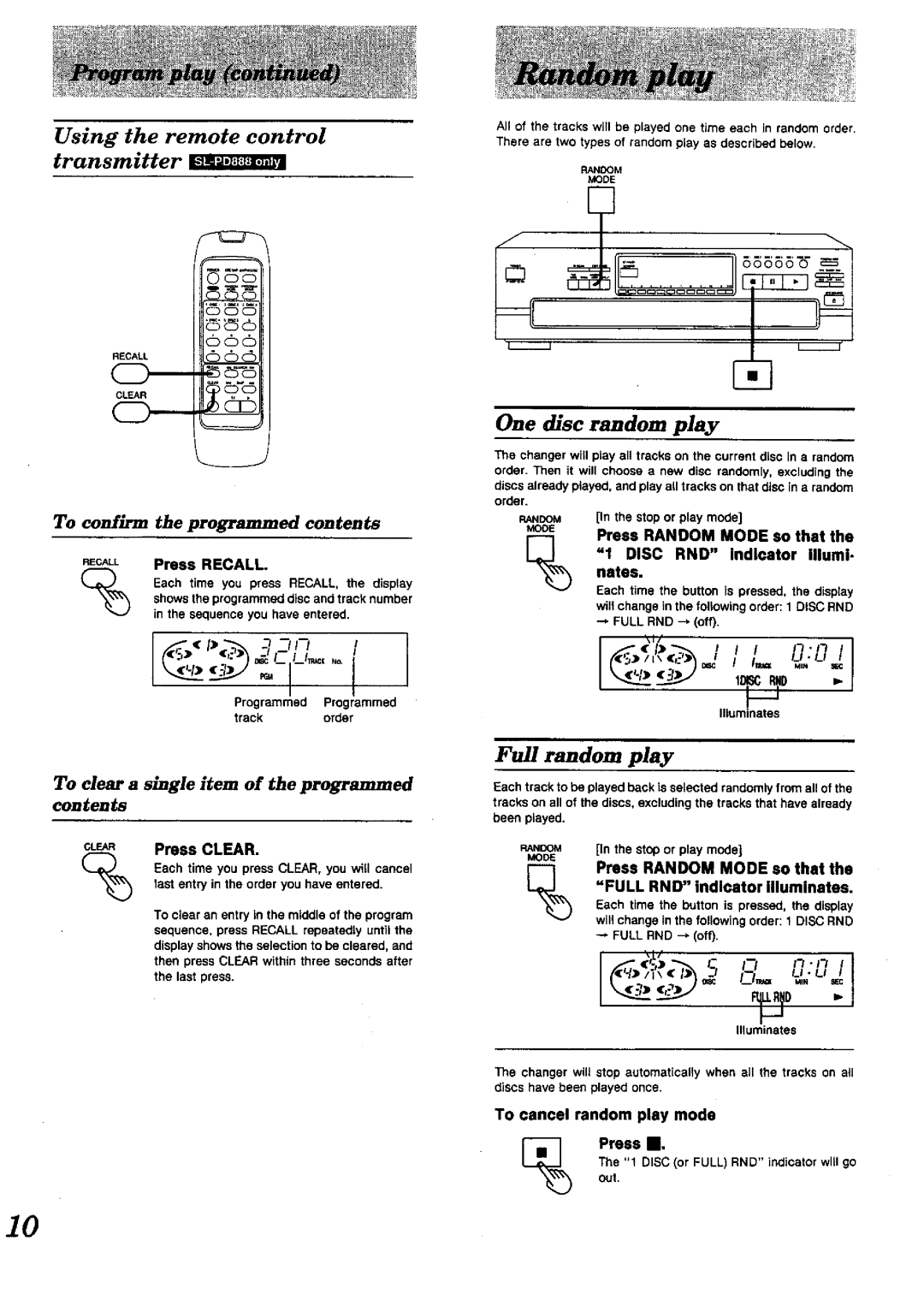 Technics SL-PD888 manual 