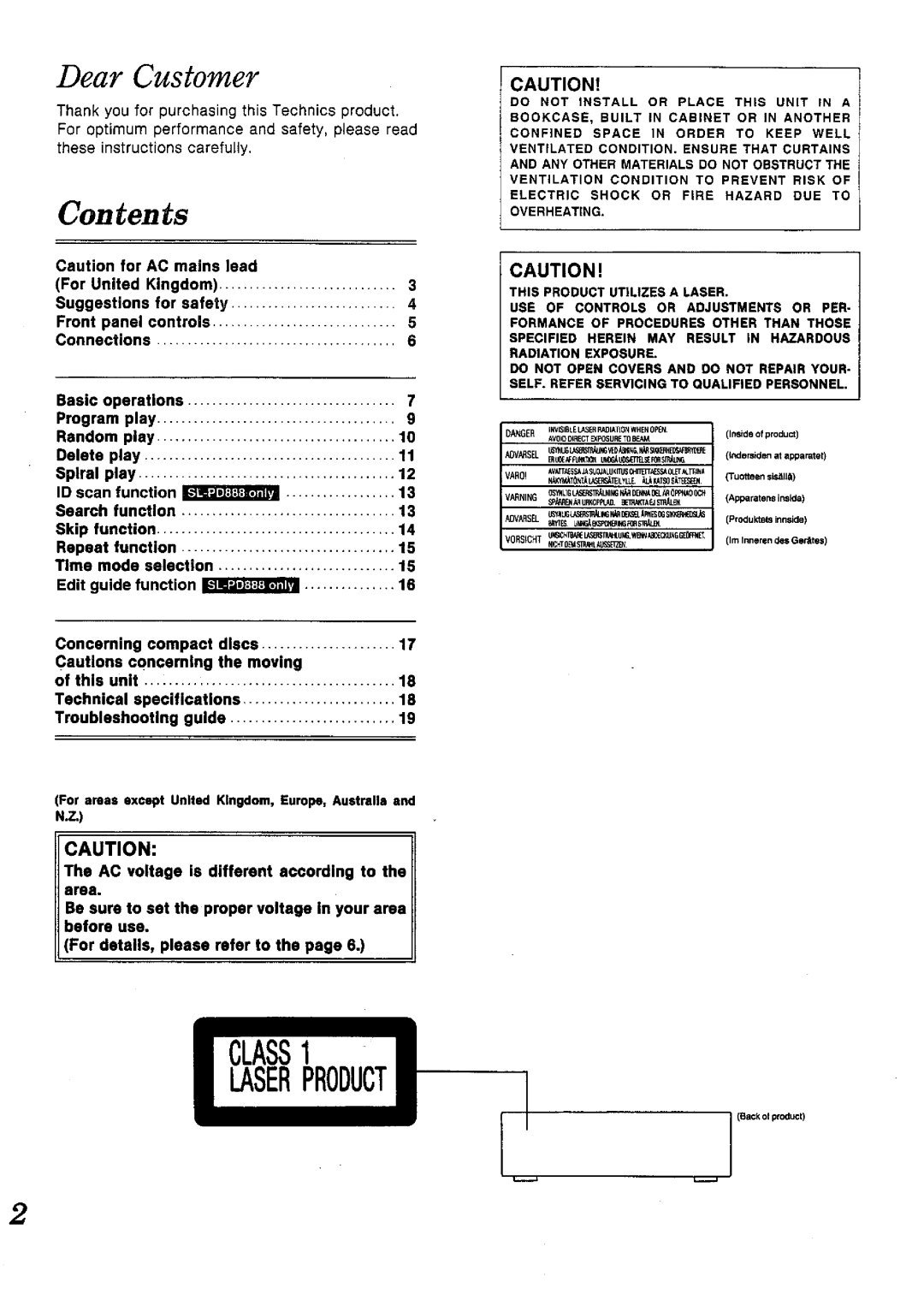 Technics SL-PD888 manual 