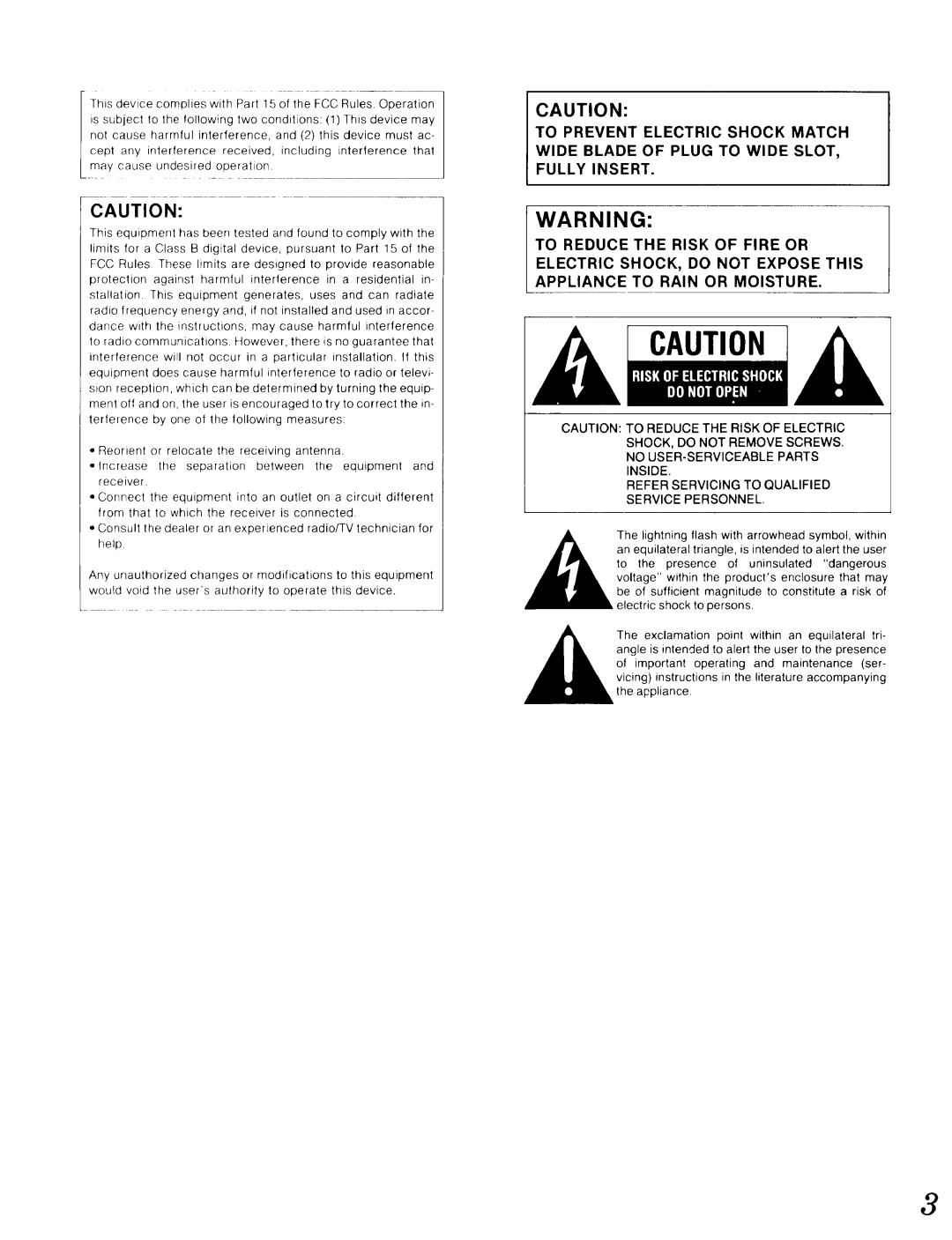 Technics SL-P9066, SL-PD967 operating instructions Fcc 