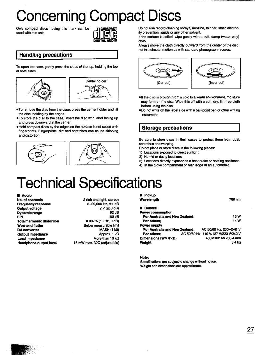 Technics SL-PG440 manual 