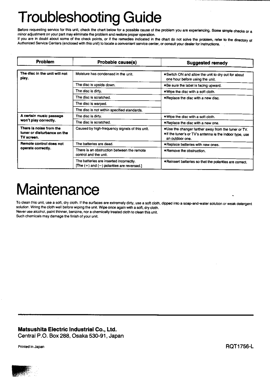 Technics SL-PG440 manual 