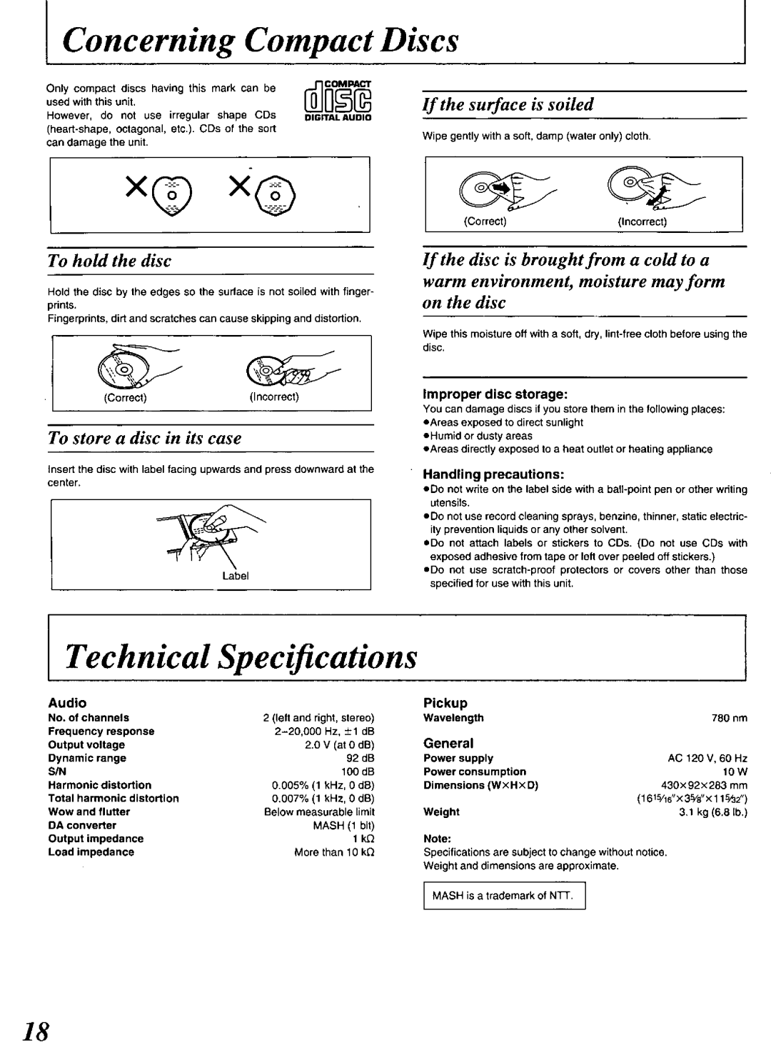 Technics SL-PG480A manual 