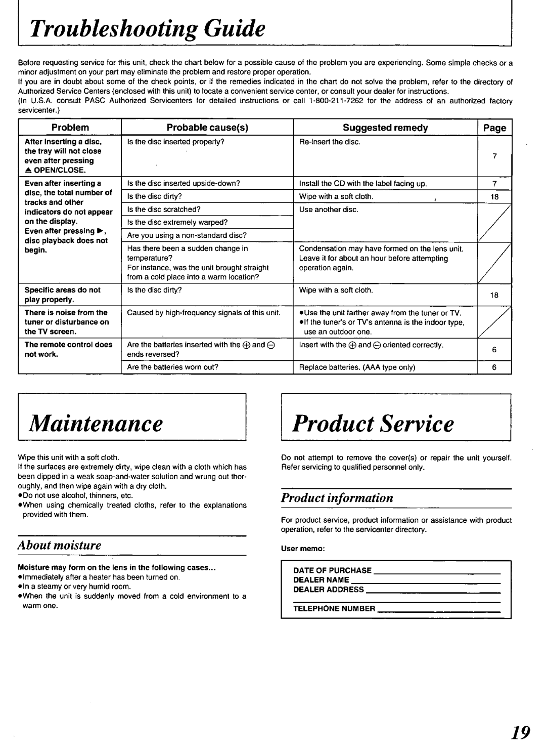 Technics SL-PG480A manual 