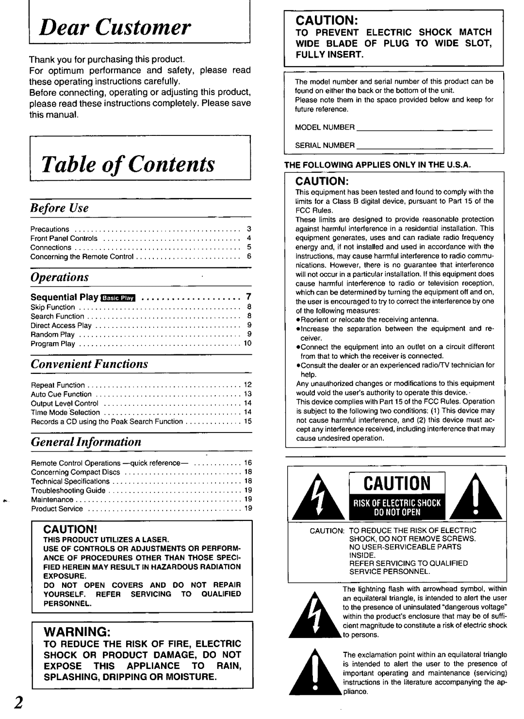 Technics SL-PG480A manual 