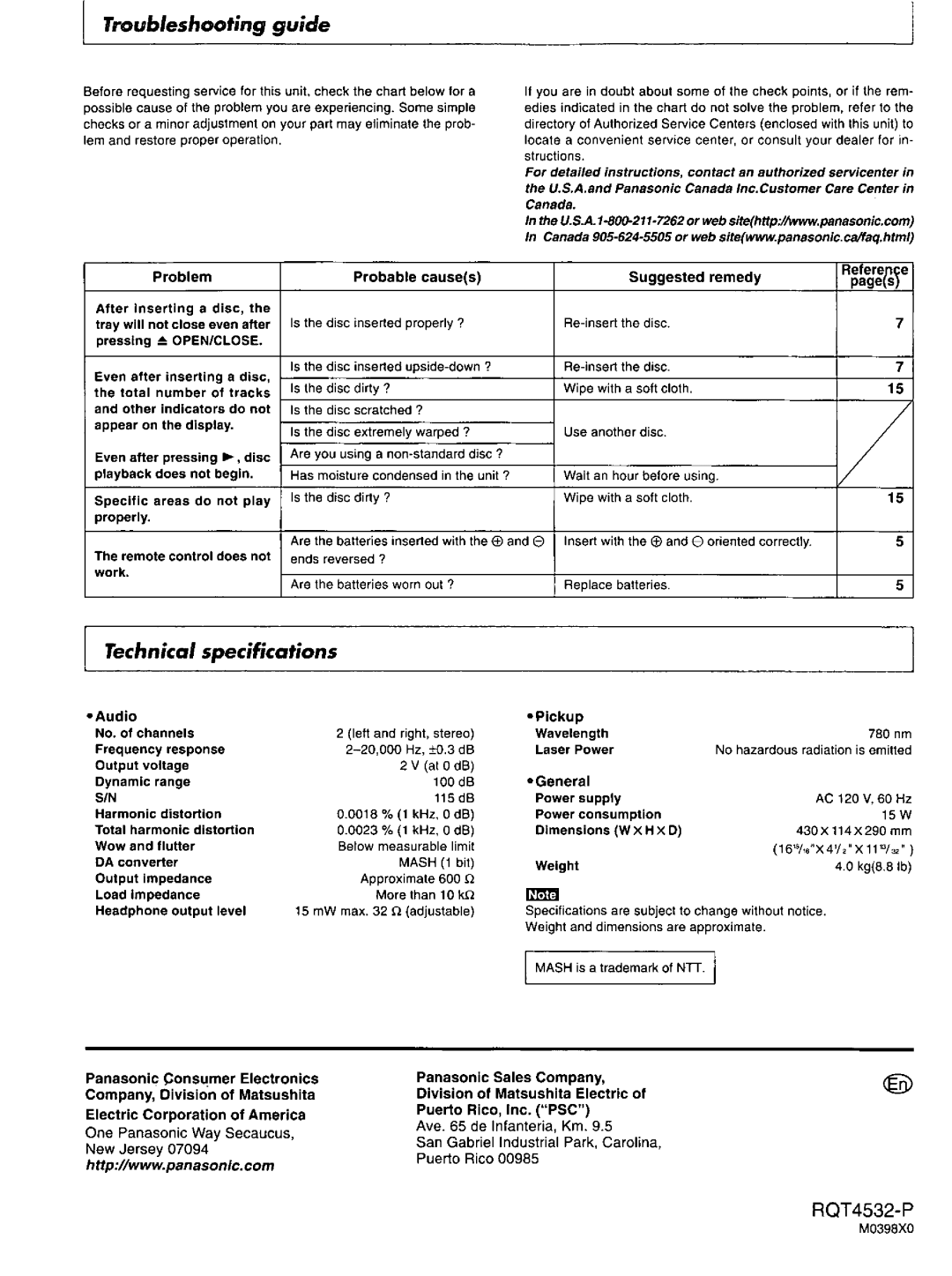 Technics SL-PS770D manual 