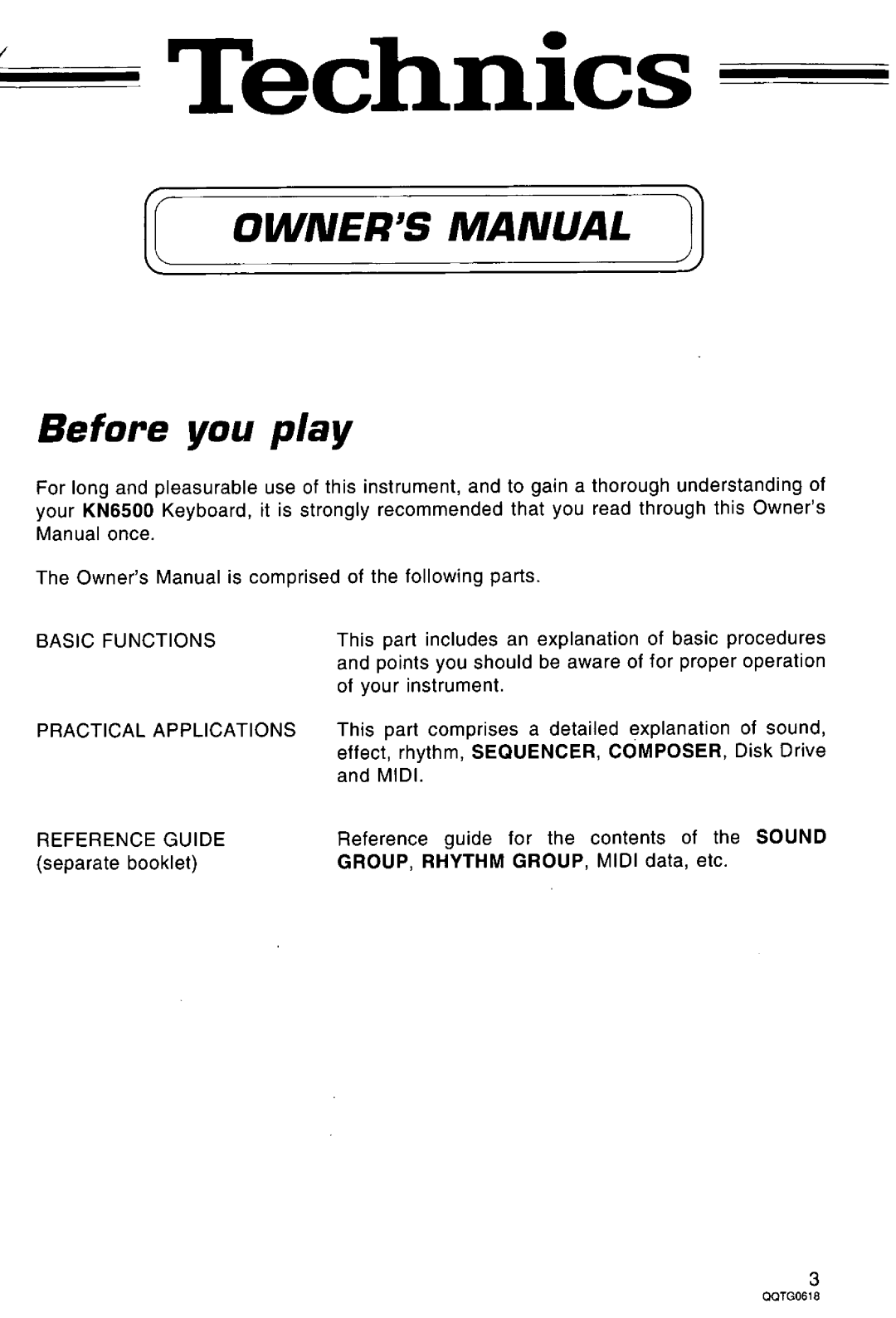 Technics SX-KN6500 manual 